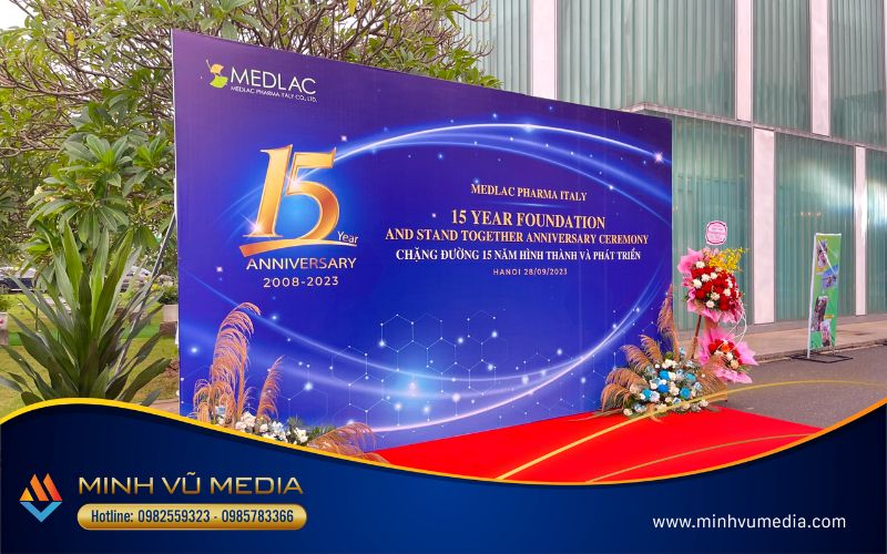 Backdrop lễ kỷ niệm 15 năm của Medlac Pharma