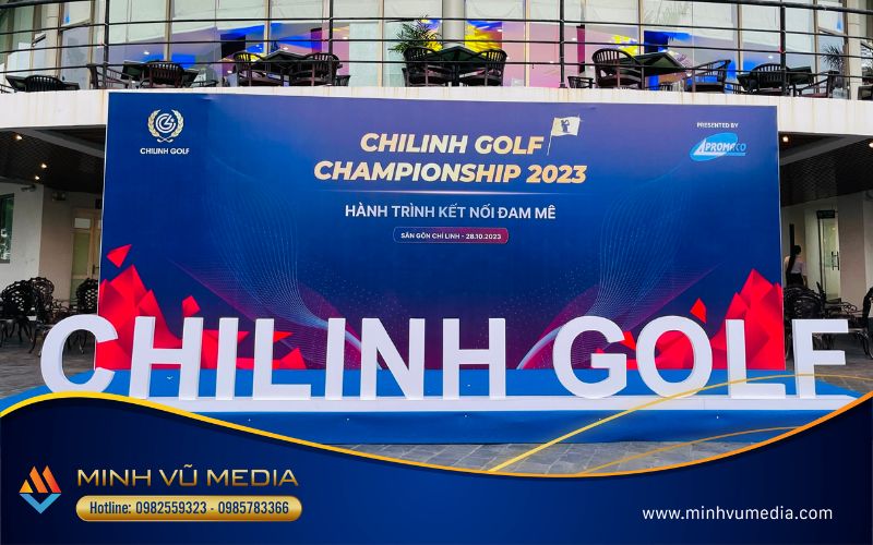 In ấn, lắp đặt backdrop sự kiện tổ chức giải golf chuyên nghiệp